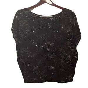 Guess Sheer Sequined Square Shape Sleeveless Blouse L